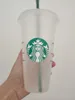 Starbucks 24oz / 710 ml de tasse en plastique réutilisable à boire à baisse plaque plaque de pilier de pilier de paille de paille