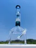 14 Inches 35CM Hookah Bong Glass Dab Rig Clear Pecork Green Cube Base Water Bongs Smoke Pipes 14mm Female Joint Local Warehouse