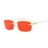 Lunettes de soleil sans monture Rectangle carré femmes métal lunettes de soleil femme mâle petit cadre dégradé Vintage guépard oculos lunettes de soleil lunettes de soleil