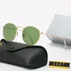 2021 Klasik Tasarımcı Markası Yuvarlak Güneş Gözlüğü UV400 Gözlük Metal Altın Çerçeve Gözlükleri Erkek Kadınlar Ayna Cam lens Güneş Gölgeli Kutu
