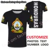 Honduras t Shirt DIY مجانًا مخصصًا رقمًا مخصصًا قبعة T Shirt Nation Flags Hn Country Print P o Honduran Spanish Clothing 220616