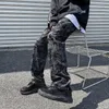 Jeans da uomo Dark Streetwear Tie Dye Hip Hop Pantaloni larghi da uomo Pantaloni di jeans dritti vintage lavati neri Moda Ropa HombreUomo