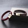 Bedelarmbanden punk heren sieraden zwart rood gevlochten lederen armband roestvrijstalen magnetische clasp mode armbanden wrap braceletcharm lars22