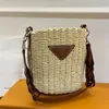 Luxurys Designers 22 New Rattan Woven Damentasche Triangle Standard Manual Lafite Straw Woven Handbags Handle Single Shoulder247W