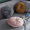 Cuscino del sedile rotondo in velluto plissettato olandese Cuscino Pouf Throw Home Sofa Decor Stile nordico 35cm 220402