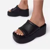 Summer Designer Slippers For Womens Sandals Fish Mouth Sexy High Heel Slides Rubber Slope Heel One-sided Thick Soled Shoes