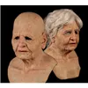 Latex Mask Bald Old Man Woman Full Head Halloween Realistic Funny Scary Adult Rubber Elder Costume Party Cosplay Decor Prop New L220530