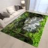 カーペット風景パターンリビングルームカーペット大型3D滝のコーヒーテーブルマットアンチスリップスポンジラウンジラグ装飾用床カーペット