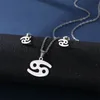 12 stellar assemblage stainless steel necklace earring set popular Aries Gemini symbol pendant personal jewelry for women men