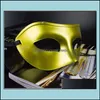 Party Masks Festive Supplies Home Garden Mens Masquerade Mask Fancy Dress Venetian Plastic Half Face Optional Mti-Color Black White Gold Dro
