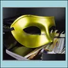 Party-Masken, festliche Lieferungen, Haus, Garten, Herren-Maskerade-Maske, Kostüm, venezianisches Kunststoff-Halbgesicht, optional, Mti-Farbe, Schwarz, Weiß, Gold, Dro