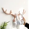 Resin Deer Horn Nordic Hook hanger Wall For Keys Holder Hat Coat Home wall decorative clothes Hanger Hooks towel 201022