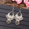 Dangle & Chandelier TopHanqi Gypsy Jewelry Jhumka Long Small Bell Fringed Tassel Earrings Antique Ethnic Silver Color Drop For Women