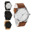 Quartz Watch Simple Geometric Round Dial Leather Strap Business for Men 2022 Fashion Bracelet Wristwatch