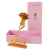 Fiore rosa placcato in lamina d'oro con supporto San Valentino per la mamma Rose artificiali Decorazione Compleanno Fiori dorati con confezione regalo BH7336 TQQ