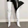 Färgglada långa stövlar för flickor Kvinnor Overtekne Pu Leather Women High Knee Heels Boot Female 220813