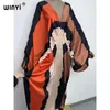 Europe Bech Over Size Summer Fashion Print Winyi Kaftan Robe Sexy Femme Maxi Robes pour femmes Long Beach V-Neck Bohemian Robe 220713