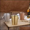 Tasses Drinkware Cuisine Bar à manger Maison Jardin 304 Tasse en acier inoxydable Double couche Tasses à café Creative Eau Chaleur Insation Anti-brûlure Être