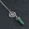 Natural Stone Bullet Shape Healing Point Pendant Necklaces Heart sun charm Crystal Stone Quartz Hexagonal Column Necklaces for women fashion jewelry