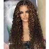 Highlights Water Wave Lace Front Human Hair Wigs For Women Brazilian Remy Brown Curly Full Lace Wig Pre Plucked With Baby Hairs