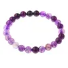 Natural Purple Pink Aquamarine Bead Armband för kvinnor Fashion Green Round Stone Healing Strand Bangles handledsmycken gåvor