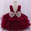 キッズガールズドレススパンコールケーキダブル女の赤ちゃんドレス