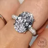 Oval Finger Ring Band Dazzling Brilliant 10 14mm Lab Diamond Silver 925 Classic Wedding Anniversary Gift For Wife&Girl J-536288I