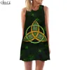 Women Tank Tops Dress Stpatricks Day 3D Print Four Leaf Clover Kort klänning Sexig Mini Party Kvinna Väst ärmlös klänning W220616