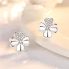 Stud Fashion 925 Sterling Silverörhängen för kvinnor utsökta zirkon Lucky Clover Earring Ear smycken gåvor Bijouxstud Moni22