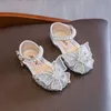 Summer Girls Sandals Fashion Sequins Rhinestone Bow Princess Shoes Baby Girl Shoe Flat Heel Sandal Size 21-36 1156 E3