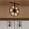 Pendant Lamps Industry Retro Loft Iron Wheel Pipe Lighting Fixture Restaurant Dining Room Pub Bar Cafe Lights MINGPendant