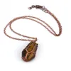 Fil Enroulé Cercueil Fortune Arbre De Vie Pendentif Collier Pierre Naturelle Rose Quartz Guérison Cristal Oeil De Tigre Améthyste Colliers Femmes Bijoux