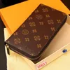 Fashion Women Men Men Justray Leather Wallet Handtas enkele ritsje Wallets Lady Ladies Lange klassieke portemonnee met dooskaart 60017