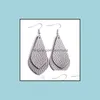 Dangle Chandelier Earrings Jewelry Pu Leather Teardrop Girls Ladies Fish Hook Double Layer Drop Delivery 2021 Mvh6K