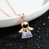 Pendant Necklaces S925 Sterling Silver Jewelry Female Angel Necklace Austrian Crystal Skirt Sweater Chain PendantPendant