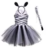 Halloween Animal Cosplay Costume for Children Forest Theme Cows Tiger Giraffe Leopard Zebra Tutu Dresses Performance Dance Sets 220422