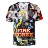 T-shirts voor heren 2022 Fire Force Seizoen 2 Anime Shinra Kusakabe Brigade 3D T-shirt Men/vrouwen korte mouw T-shirt