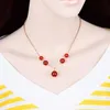 Hangende kettingen Koreaanse frisse mode elliptische dongling chalcedony ketting eenvoudige gouden zand gekleurde glazuur charme chokers neklacependa