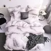 Sängkläder sätter ankomst 3st. Set marmor geometriskt täcke med kuddekorgs täcke dubbelsidig sängfoder sängkläder