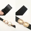 Belts Elegant Pearl Buckle Thin Belt For Women Stretch Slim Waistband Ladies Dress Coat Jeans Waist BeltBelts