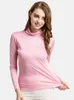 SuyaDream Frauen Rollkragen Langarm Feste Pullover Gestrickte Natürliche Seide Chic Bodenbildung T Shirt Frühling Herbst TOP 220321