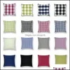 Pillow Case Bedding Supplies Home Textiles Garden 16Styles Plaid Cushions Er Throw Check Decor Pillows Ers Office Car Sofa Spandex Without