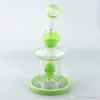 Ny Green Hookah Skeleton Design 8 tum Glass Bong Water Pipe Rökning Percolator Beaker med Glass Bowl Quartz Banger