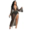 Robes décontractées Zabrina Deep V Parti Dress Sexy Voir à travers la mode du soir Diamants Patchwork Franges Slit Vestidos Y2k ClothesCasual Casual