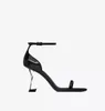 Factory sale Luxurious Women sandals high heels shoes Lady Heeled Sandal Opyum amber black patent leather buckle ankle strap shoe square toe 35-42