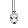 Light luxury emerald diamond studded leopard head Necklace exaggerated trendy long domineering and women's same style card