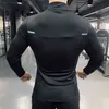 Fitness T-Shirts Tshirts Workout Breathable Fit Sport Gym Quick dry Clothing Running Long Sleeve stand collar zipper T Shirt L220704