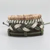 Braccialetti di corda intrecciata a strati Boho per donna/uomo Set di braccialetti di pelle con perline di legno alla moda Braccialetti di gioielli con catena a mano di moda