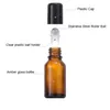 Amber Glass Roll On Battles With Stainless Steel Roller Ball Black / Gold Cap for Essential Oil Perfume Portable Size 5ML 10ML 15ML 20ML 20ML 50ML 50ML 100ML