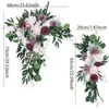 Décoratif Fleurs Couronnes 2pcs Ensemble Rétro Coin Artificiel Triangle Guirlande Arche De Mariage Toile De Fond Décor Coureur Mur Arranger Fleur Rangée Cu